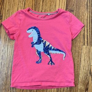 Mini Boden Girls Pink Sequin Dinosaur Tee Size 4-5Y